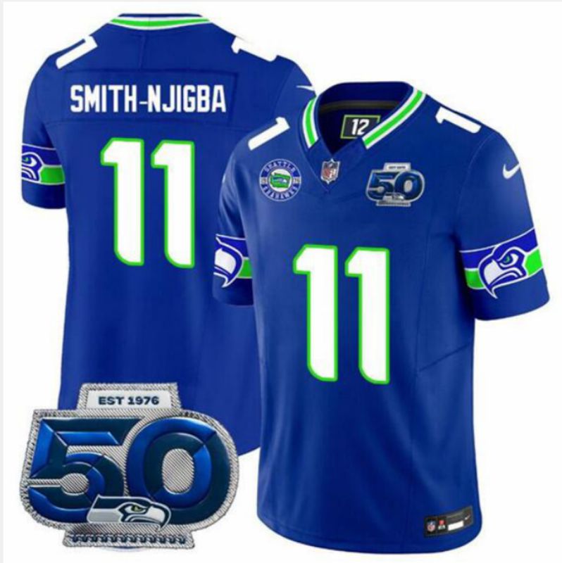 Men 2026 Seattle Seahawks #11 Smith-Njigba Blue 4th generation Nike Limited NFL Jersey style 01